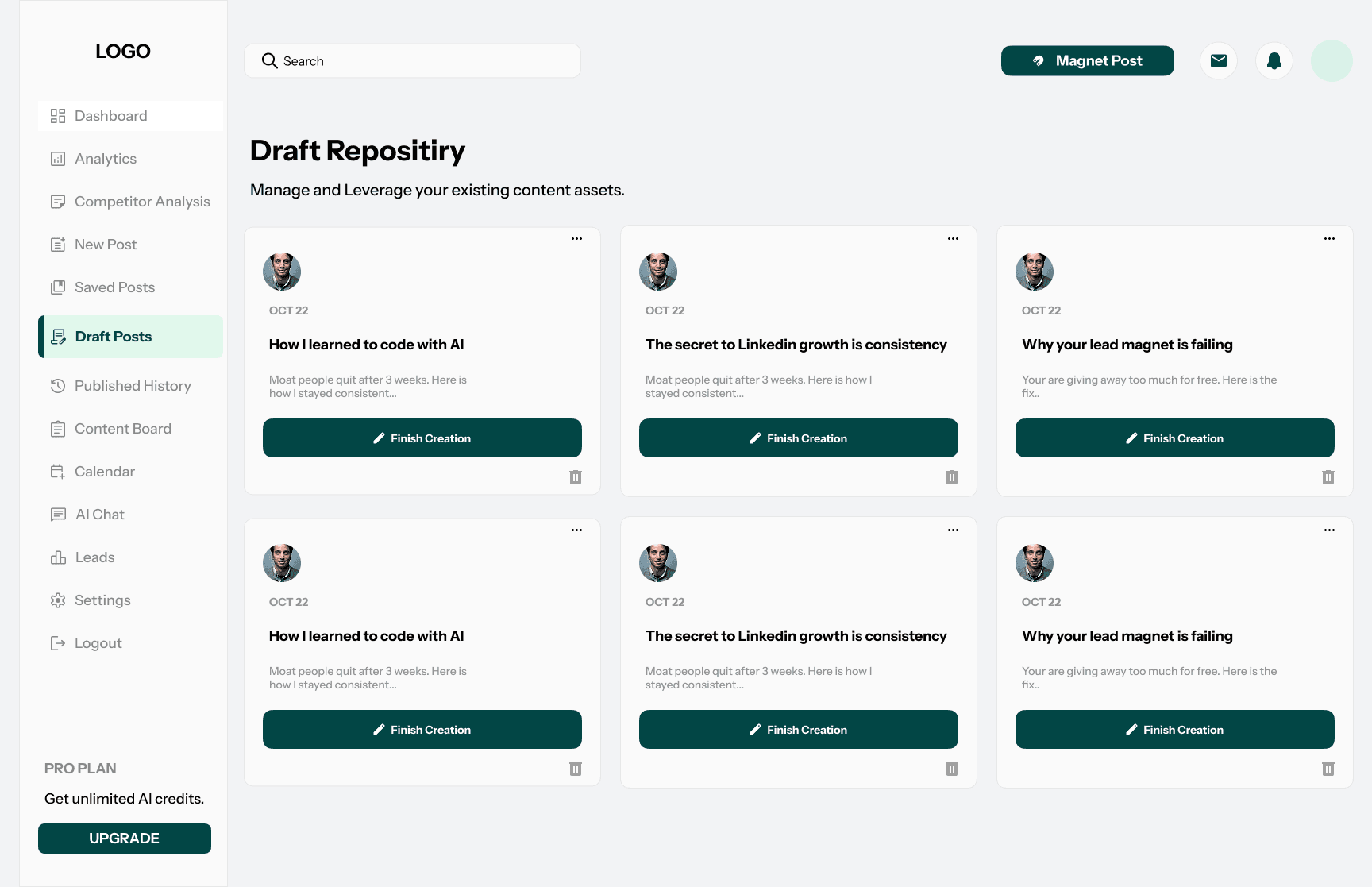 Drafts & Saved Posts
